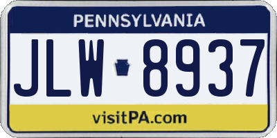PA license plate JLW8937