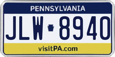 PA license plate JLW8940