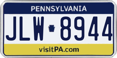 PA license plate JLW8944