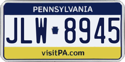 PA license plate JLW8945