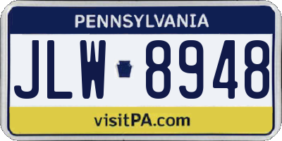 PA license plate JLW8948