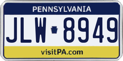 PA license plate JLW8949
