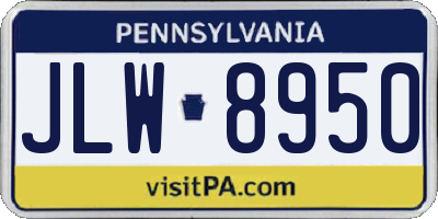 PA license plate JLW8950