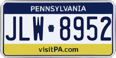 PA license plate JLW8952