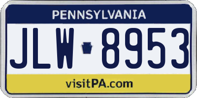 PA license plate JLW8953