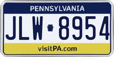 PA license plate JLW8954