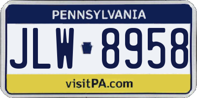 PA license plate JLW8958