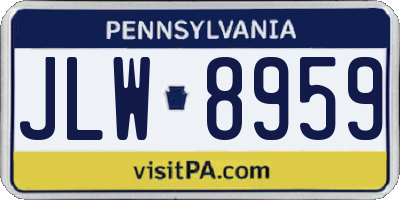 PA license plate JLW8959