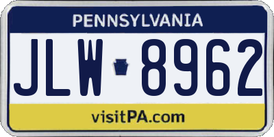 PA license plate JLW8962