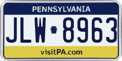 PA license plate JLW8963
