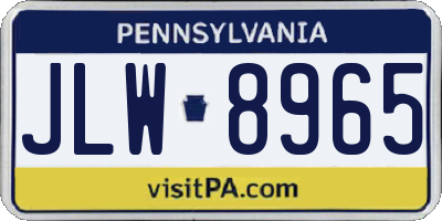 PA license plate JLW8965