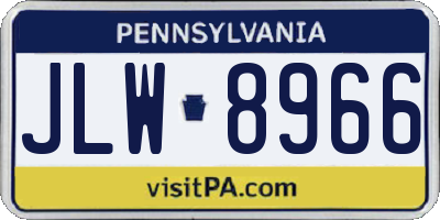 PA license plate JLW8966