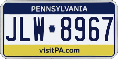 PA license plate JLW8967