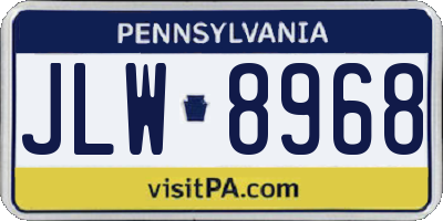 PA license plate JLW8968