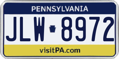 PA license plate JLW8972