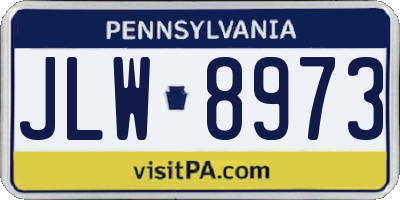 PA license plate JLW8973