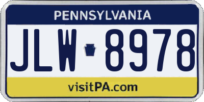 PA license plate JLW8978