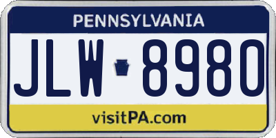 PA license plate JLW8980