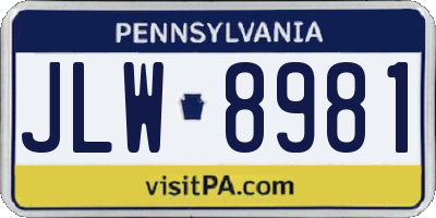 PA license plate JLW8981