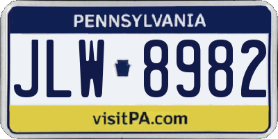 PA license plate JLW8982