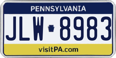 PA license plate JLW8983