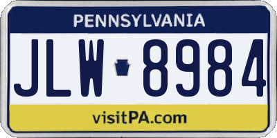 PA license plate JLW8984