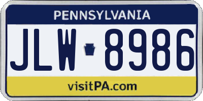 PA license plate JLW8986