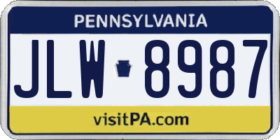 PA license plate JLW8987