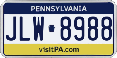 PA license plate JLW8988