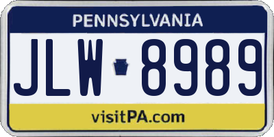 PA license plate JLW8989
