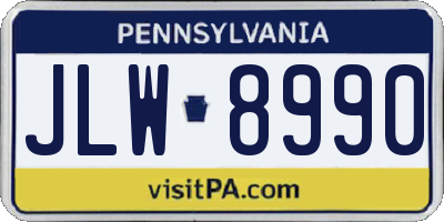 PA license plate JLW8990