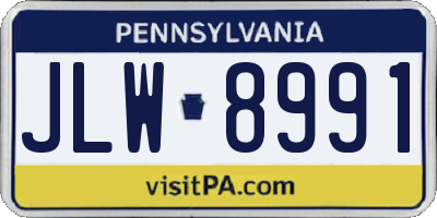PA license plate JLW8991