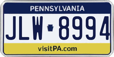 PA license plate JLW8994