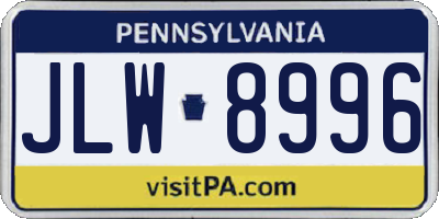 PA license plate JLW8996