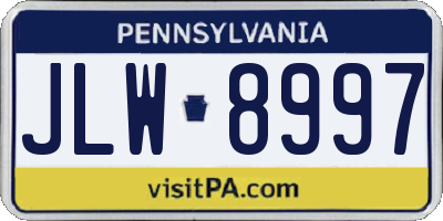 PA license plate JLW8997