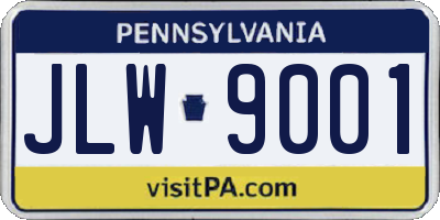 PA license plate JLW9001