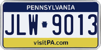 PA license plate JLW9013