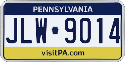 PA license plate JLW9014