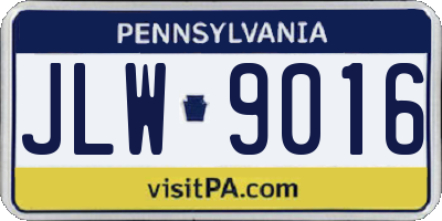 PA license plate JLW9016
