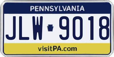 PA license plate JLW9018