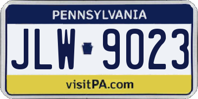 PA license plate JLW9023