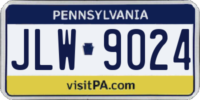 PA license plate JLW9024