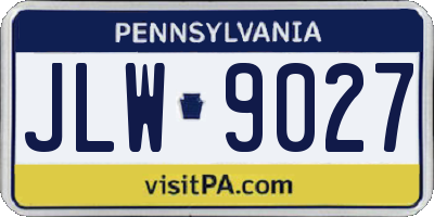 PA license plate JLW9027