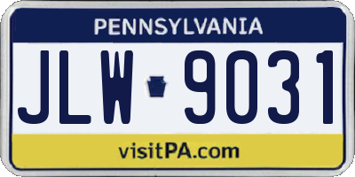 PA license plate JLW9031