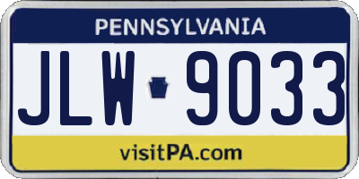 PA license plate JLW9033