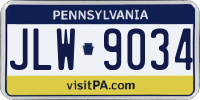 PA license plate JLW9034