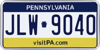 PA license plate JLW9040