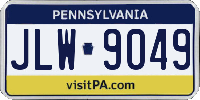 PA license plate JLW9049