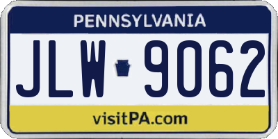 PA license plate JLW9062