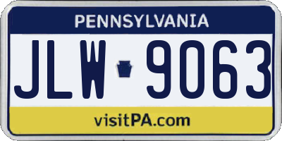 PA license plate JLW9063